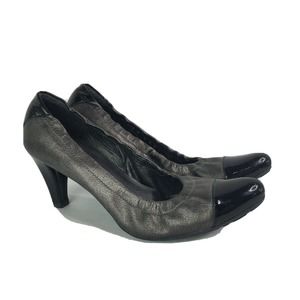 Stuart Weitzman Pumps Gray Black Cap Toe Elastic